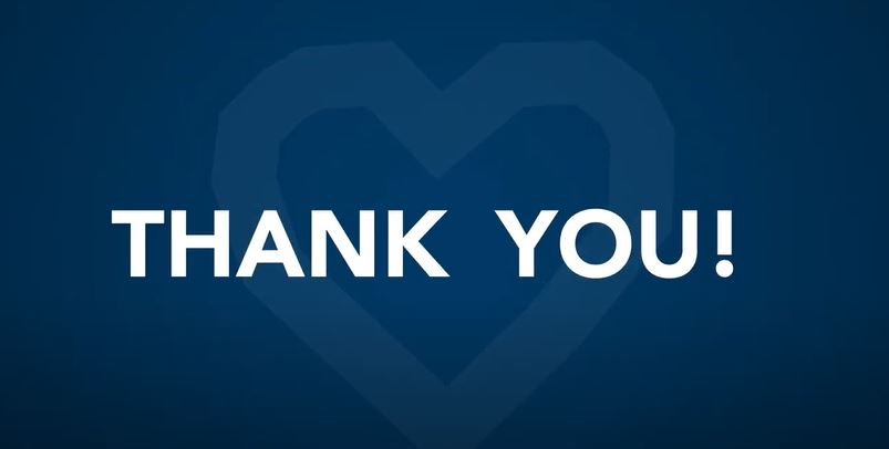 The words thank you with a heart around them