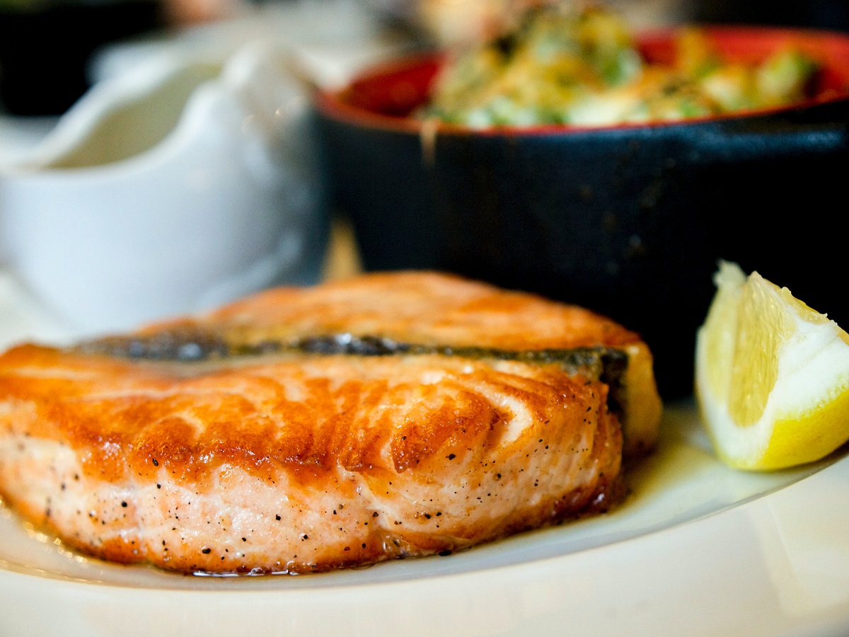 Salmon and a salad
