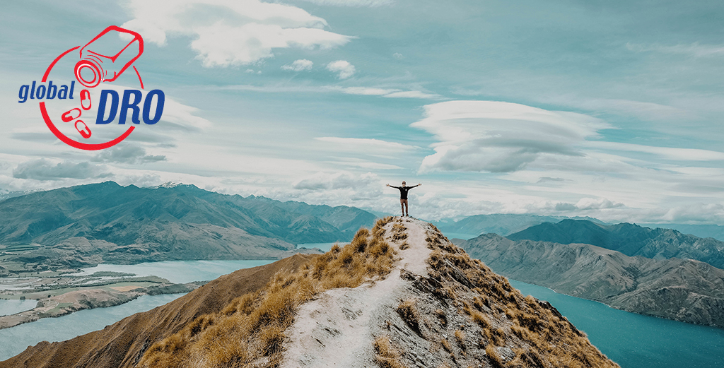 New Zealand mountain and Global DRO logo