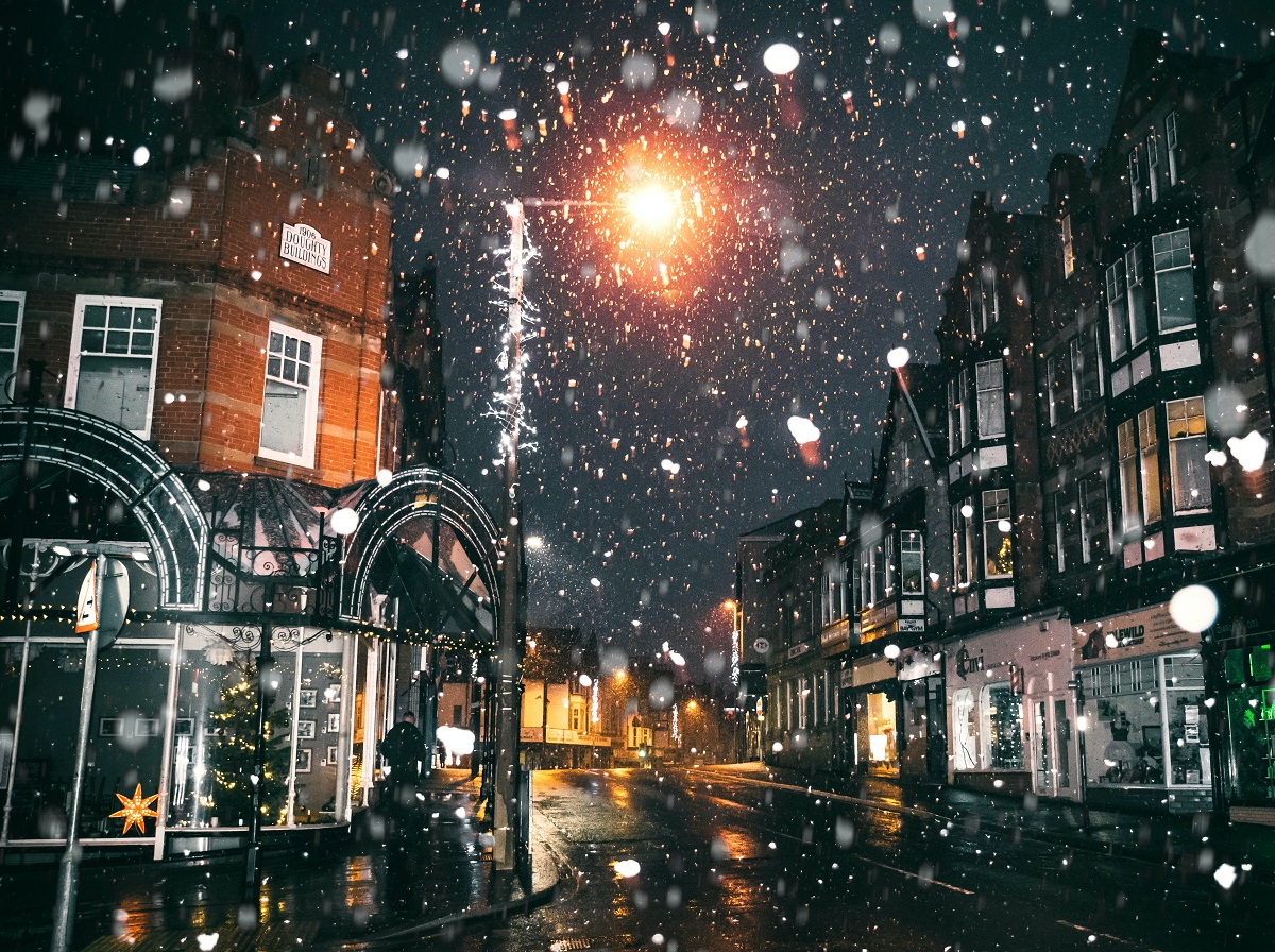 Winter night with snow