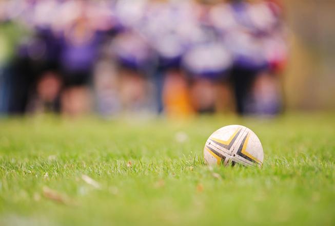 Rugby ball in a field