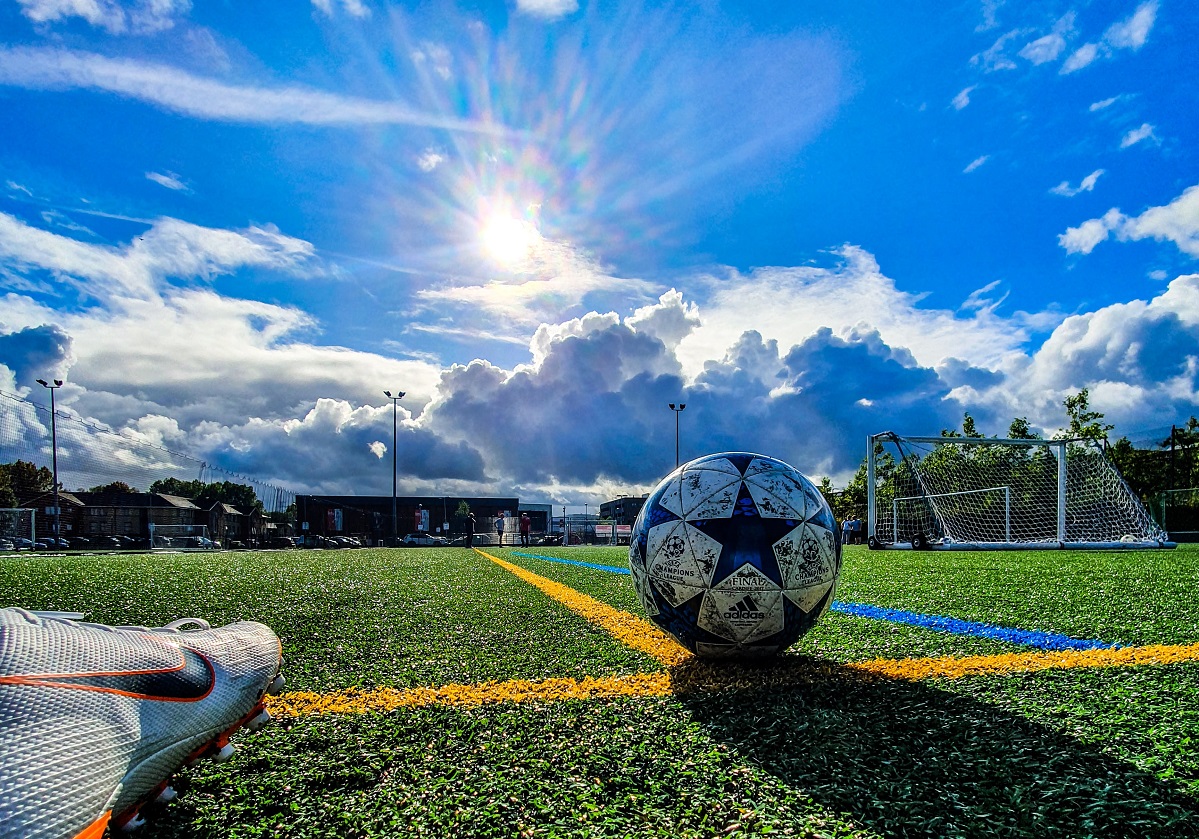 Football on a pitch