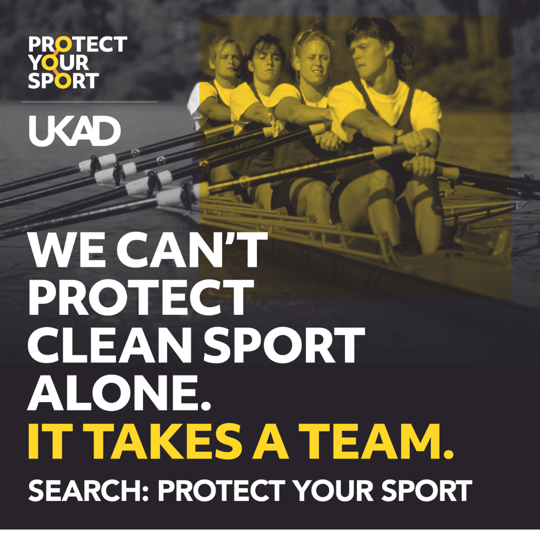 mage of rowers with Protect Your Sport message of working as a team to protect it 
