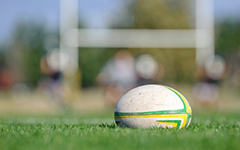 Rugby ball in a field