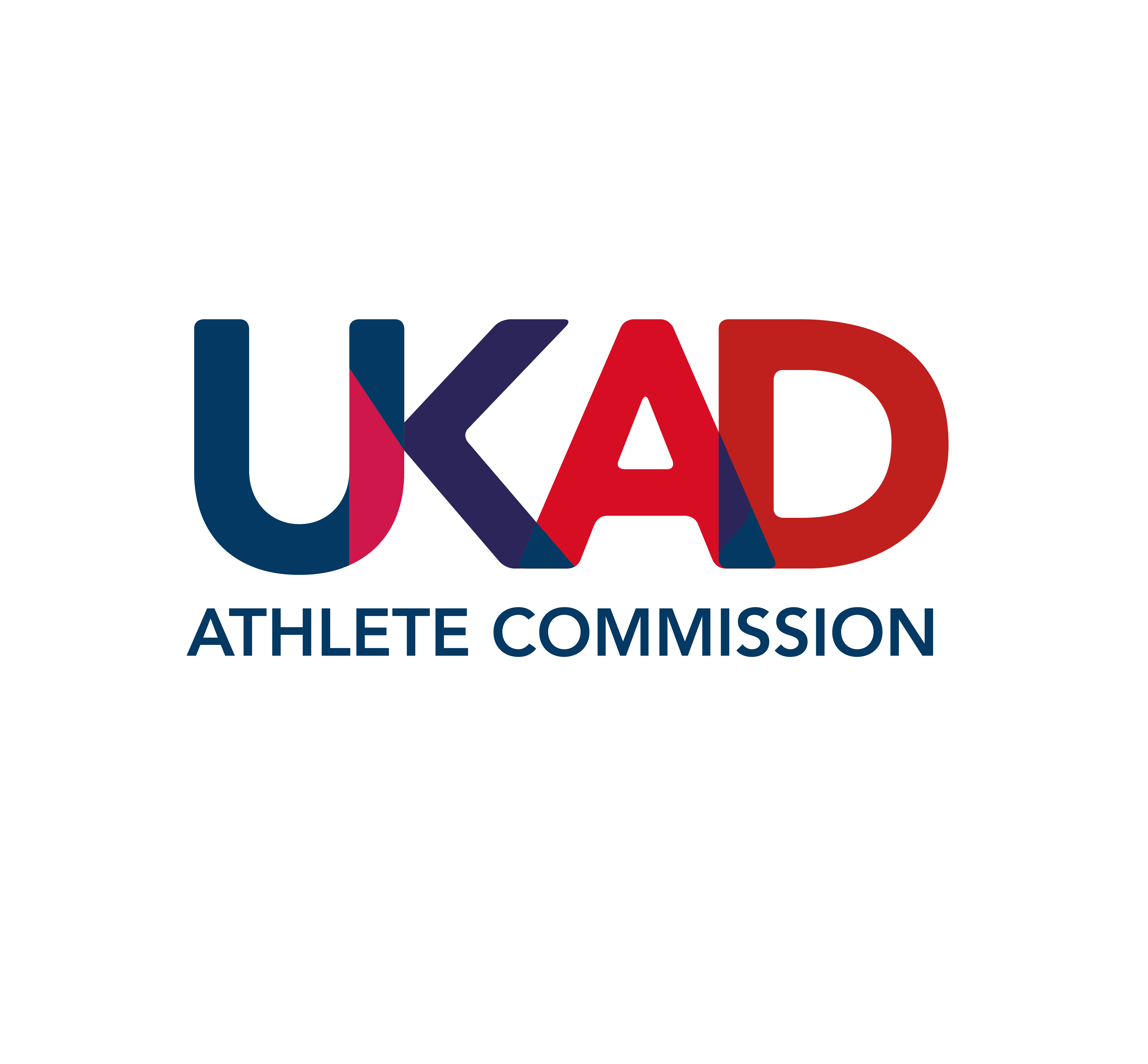 The image shows the UKAD logo with the words Athlete Commission in red and blue