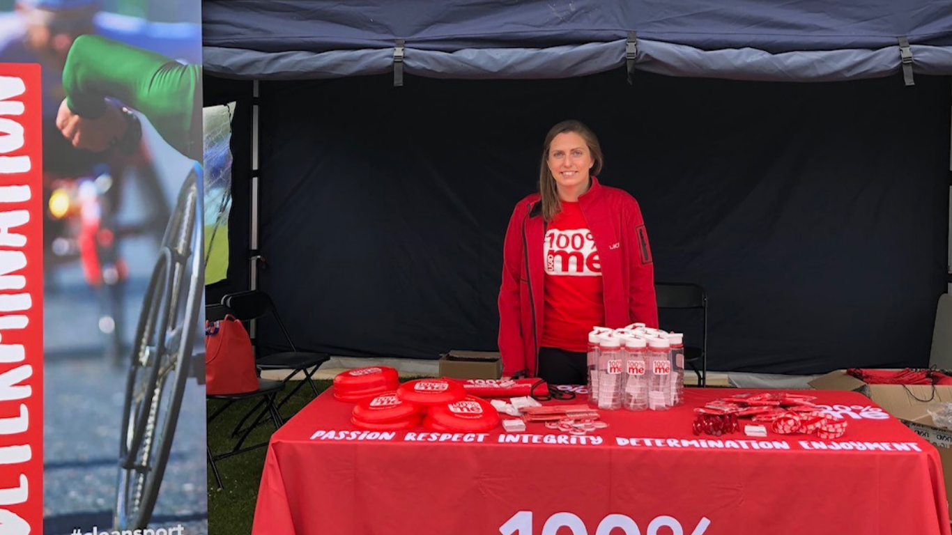 Sarah Gandon at a UKAD education stand